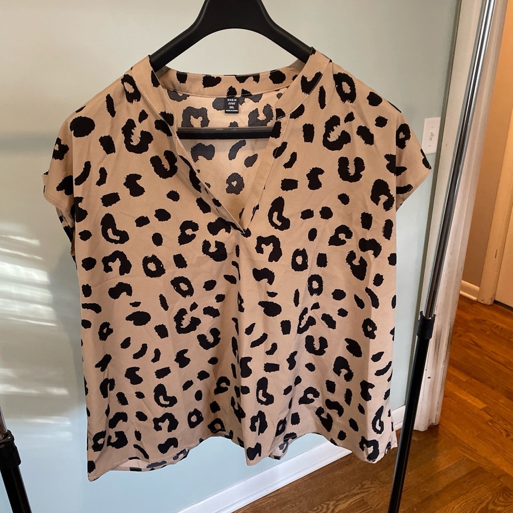 3XL leopard print blouse